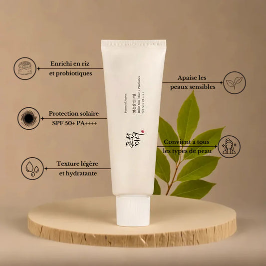 Crème Solaire Riz & Probiotiques SPF50+ PA++++ – Légère & Protectrice