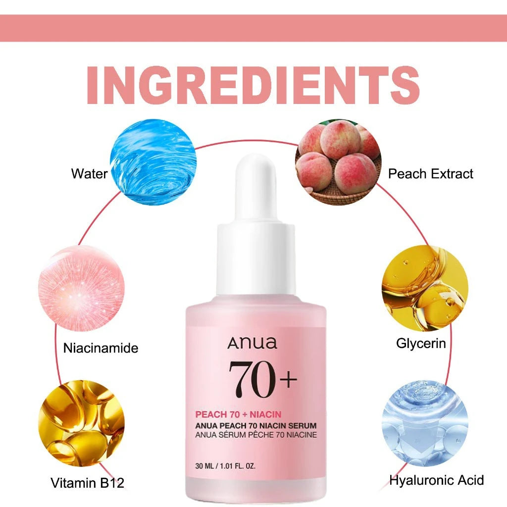 ANUA – Sérum Peach 70% Niacinamide Éclaircissant & Hydratant