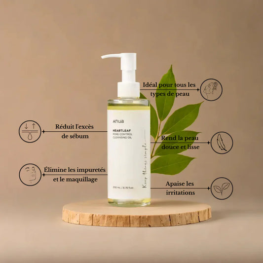 Anua – Huile Nettoyante Heartleaf Pore Control pour Peaux Sensibles