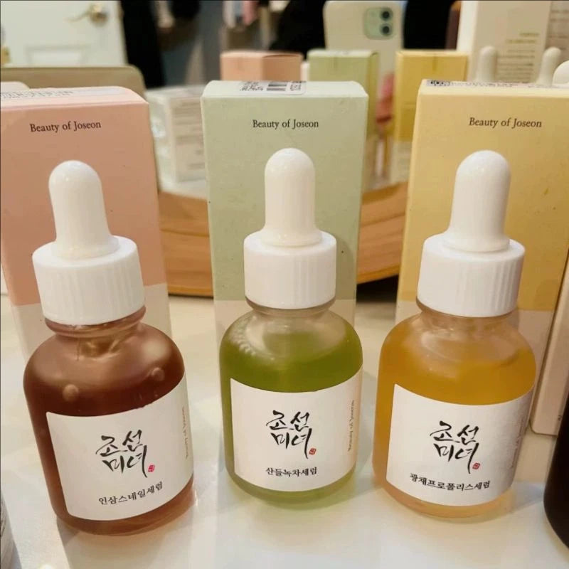 Sérum Visage Coréen – Thé Vert, Ginseng, Riz ou Propolis