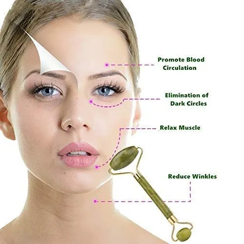 Rouleau de Jade Double Tête – Massage Visage & Éclat Naturel
