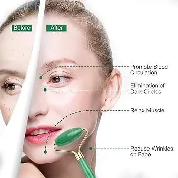 Rouleau de Jade Double Tête – Massage Visage & Éclat Naturel